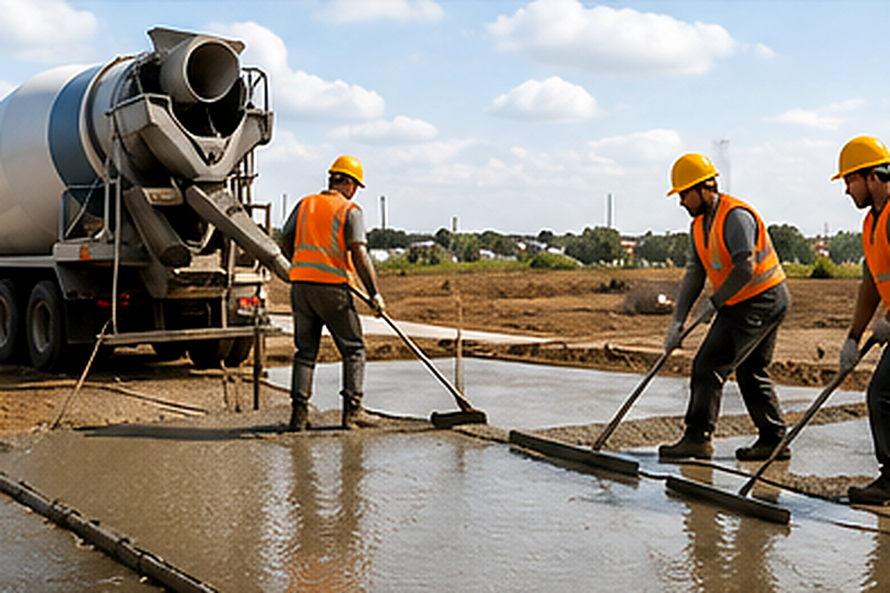 Construcción de losas de concreto y pavimentos